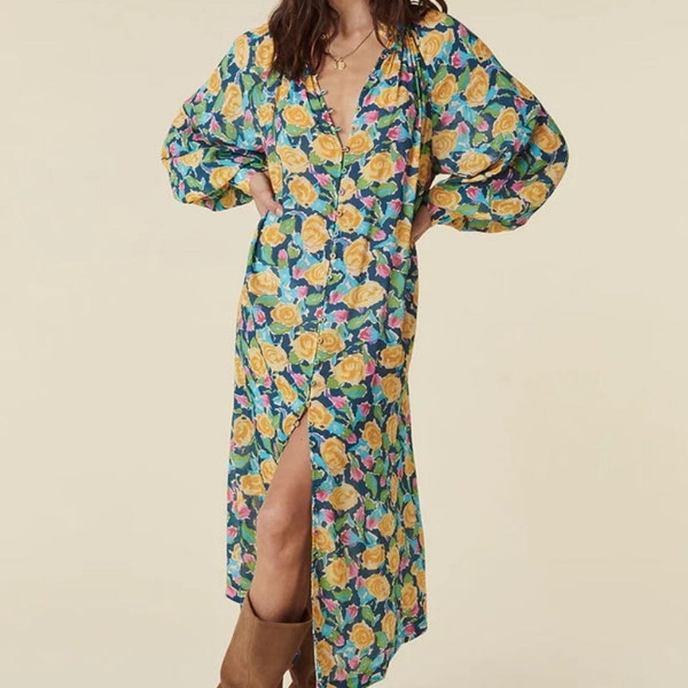 SPELL Islamorada Midi Dress in Petunia size L NWT